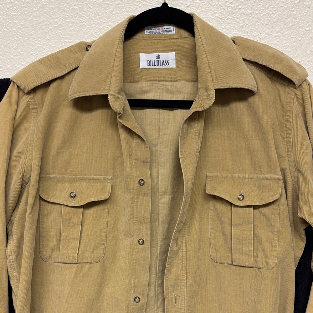 Vintage Bill Blass Men's Tan Corduroy Shirt